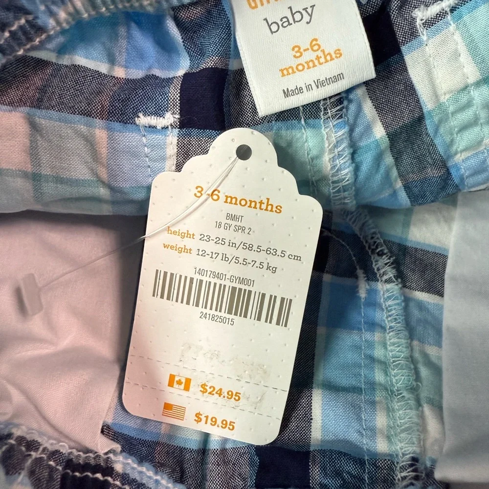NWT Gymboree Baby Sailboat Bodysuit & Plaid Shorts Set.